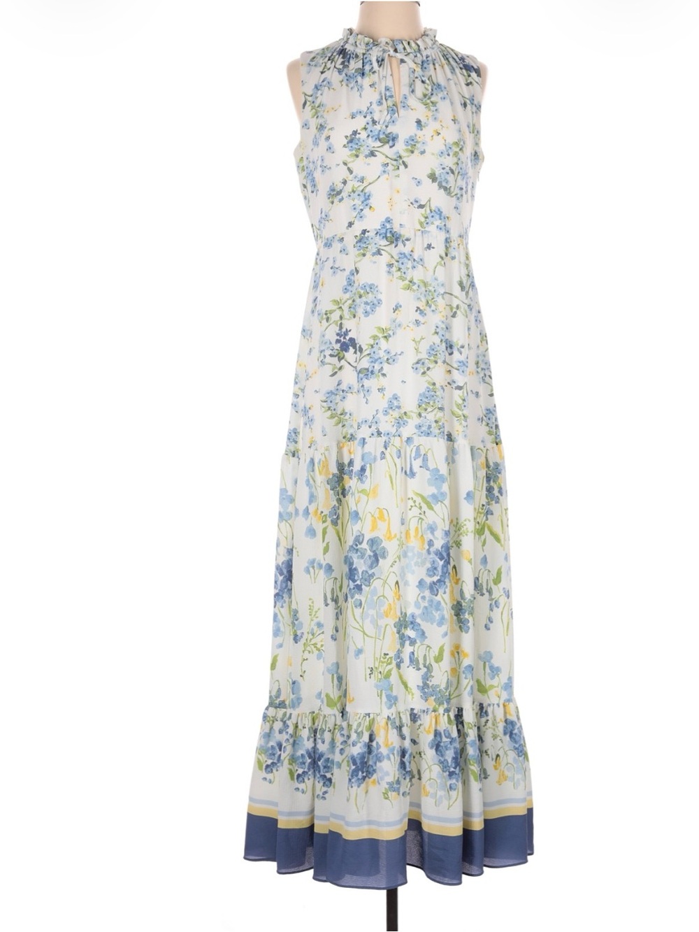 Ralph Lauren Floral Tiered Maxi dress size 12 in White and Blue